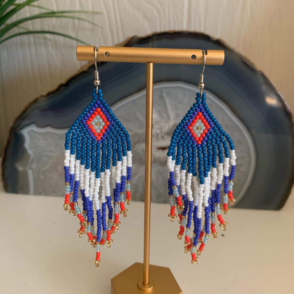 Hand made Native American/ boho style Beaded Earrings